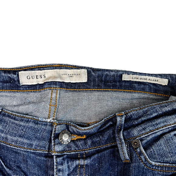 Y2K Guess Premium Jeans Womens 31 Low Rise Flare Distressed Urban Streetwear - Picture 3 of 8